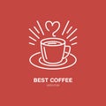 Coffee cup vector line icon. Barista equipment linear logo. Outline symbol for cafe, bar, shop