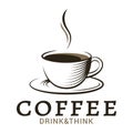 Coffee cup vintage logo on white background