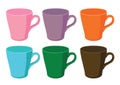 Coffee cup Multi colo and many coffee cups Multi color pink purple orange blue green brown Royalty Free Stock Photo