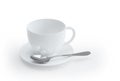 Coffee cup on white table. Isolated with clipping path.