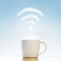 Coffee cup with wifi cloud