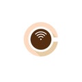 Coffee cup with WiFi signal logo