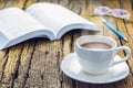 Coffee cup on wood table