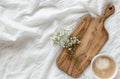 Coffee Cup and Wooden Cutting Board