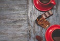 Coffee in a cup on wooden table Royalty Free Stock Photo