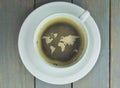 Coffee cup world map Royalty Free Stock Photo