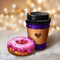 Coffee cup with yummy donut
