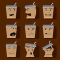 Coffee Cups Character elements icon set.