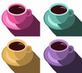 Coffee cups colorful poster. Set Coffee Mug Vector Illustration Pop Art Style Vector illustration Royalty Free Stock Photo