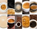 Coffee Cups Drink Collage, Various Coffee Collection