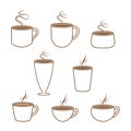 Coffee cups lineart types Royalty Free Stock Photo