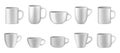 Coffee cups mock up. Ceramic 3D mug template. Vector blankn teacups set Royalty Free Stock Photo