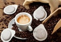 Coffee cups with pods Royalty Free Stock Photo