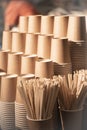Coffee cups stacked in a pile Royalty Free Stock Photo