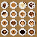 Coffee cups top view collection vector illustration different assortment Royalty Free Stock Photo
