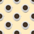 Coffee cups top view realistic 3d seamless pattern background Royalty Free Stock Photo