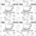Coffee cups on a white background seamless pattern Royalty Free Stock Photo