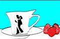 Coffee cup with dancer and raspberry