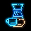 coffee decanter cup neon glow icon illustration