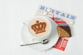 Coffee Decorated With Queen Crown. British Symbol Paper Napkin.