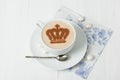 Coffee Decorated With Queen Crown. British Symbol Paper Napkin.