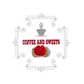 Coffee decorative icons set with drink and sweet desserts vector illustration