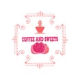 Coffee decorative icons set with drink and sweet desserts vector illustration