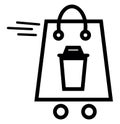 Coffee delivery in bag, icon