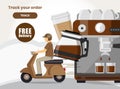 Coffee delivery service, Scooter delivery service , Vector illustration