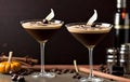 coffee and dessert Vanilla espresso martini, fall season alcoholic drink prepared for Thanksgiving day