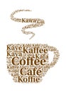 Coffee in different languages word cloud Royalty Free Stock Photo