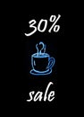 Coffee with 30% discount. Royalty Free Stock Photo