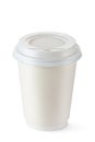 Coffee in disposable cup with plastic lid Royalty Free Stock Photo