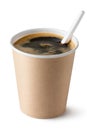 Coffee in disposable cup with plastic spoon Royalty Free Stock Photo