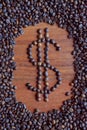 Roasted coffee dollar logo on the table