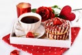 Coffee and donuts for Valentines day date Royalty Free Stock Photo