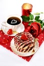 Coffee and donuts for Valentines day date Royalty Free Stock Photo
