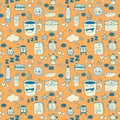 Coffee Doodle Seamless Pattern