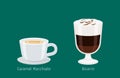 Coffee Drinks in Glass and Porcelain Cup Vectors