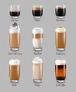 Coffee Drinks Realistic Set