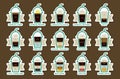 Coffee drinks with recipes icons set