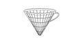 Coffee dripper cone line icon with wireframe grid and handle for pour over brewing outline featuring filter Royalty Free Stock Photo