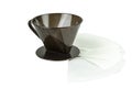 A coffee dripper with coffee filter isolate on white background. With clipping path Royalty Free Stock Photo