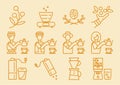 Coffee dripper icon with brewing process