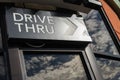 Coffee drive thru sign with reflect from glass window Royalty Free Stock Photo