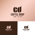 Coffee Drop logo. Cafe emblem on a different backgrounds. C and D monogram like coffee drop.