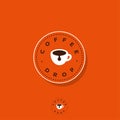 Coffee drop logo. Coffee emblem. A cup of coffee on circle badge. Flat logo for cafe.