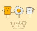 A coffee, eggs and toast Vector illustration. Royalty Free Stock Photo