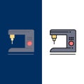 Coffee, Electric, Home, Machine  Icons. Flat and Line Filled Icon Set Vector Blue Background Royalty Free Stock Photo