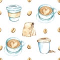 Coffee elements , Watercolor paint high resolution